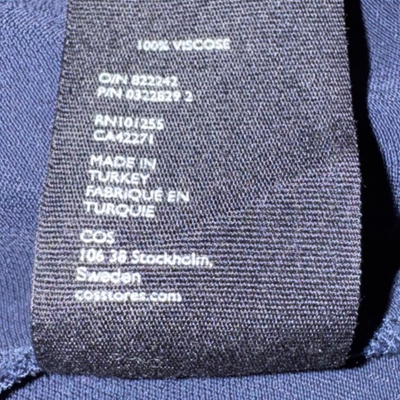 COS Navy Blue Rayon Short Sleeve Shift Dress Size 4 - Picture 8 of 9